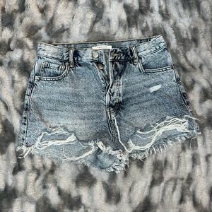 PACSUN Light Washed Distressed Jean Shorts